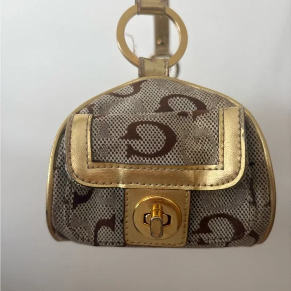 Guess Gold and Brown Logo Shoulder Bag - Picture 4 of 5